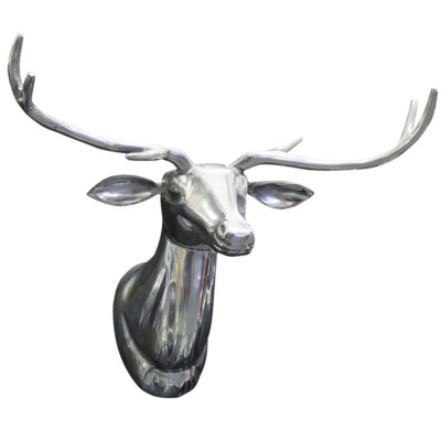Hirsch Deko-Geweih aus poliertem Aluminium 49x39x18cm Trophäe Wanddeko