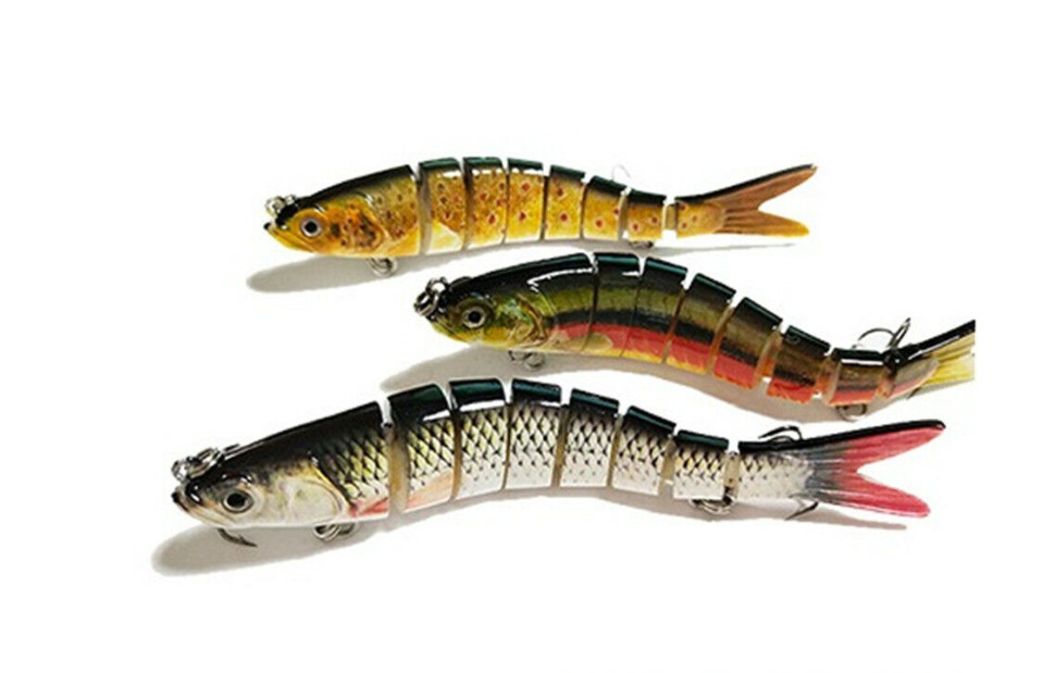  Fishing Lures 8-Segments Fish Bass Minnow Swimbait Tackle Hook Lure Crank Bait - Image 2