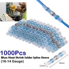 1000Pcs Solder Seal Sleeve Heat Shrink Butt Wire Connectors Terminals 16-14 AWG