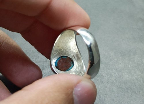 Anello Turchese Donna Naturale 4 Ct Egitto Feroza Argento Sterling 925 Fatto a Mano - Foto 12 di 12