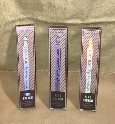 3Sexxy Secret Fine Sketch Liquid Eyebrow Pens1- Chestnut 2- Black New.