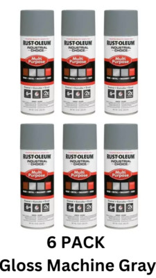6 Pk Rust-Oleum Industrial Choice Enamel Spray Paint, Gloss Machine Gray, 12 Oz