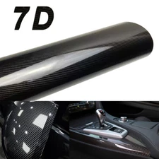 Super Gloss 7D Black Carbon Fiber Vinyl Wrap Air Release Realistic Bubble Free