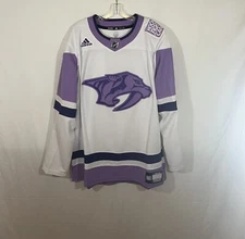 Adidas Primegreen Nashville Predators Hockey Fights Cancer Jersey Size 52 L