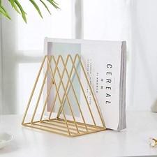QPEY Triangle File Holder,5 Slot Metal Vinyl Record Stand Holder Magazine New...