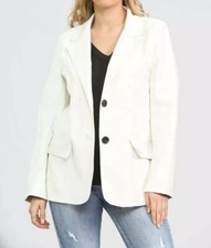 CELEBRITY New Women's White TWO BUTTON Blazer Soft Lambskin Slim Fit Coat Blazer