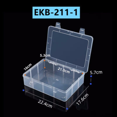 5.7x22.4x17.6cm No Grids Rectangular Toolbox Box Container Storage Hinged Lid