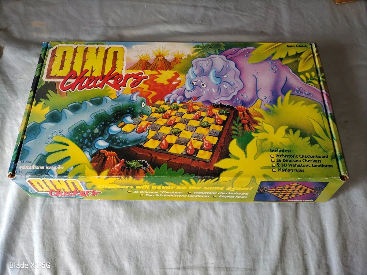 Vintage Dino Checkers Board Game 3d Dinosaur Children's 