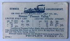 Tarjeta de programación 1871 People's Ferry Steamer Pleasant Valley barco Ft Lee Bergen NYC