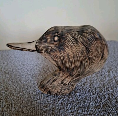 Hand Carved & Burned Wooden Loon Head Water Foul Duck Wildlife Birds RARE OOAK