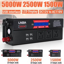 5000W Car Power Inverter DC 12V 24V To AC 110V Sine Wave Solar Converter 4 USB