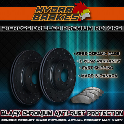 FITS 2005 2006 2007 FORD CROWN VICTORIA Drilled Brake Rotors CERAMIC BLK F