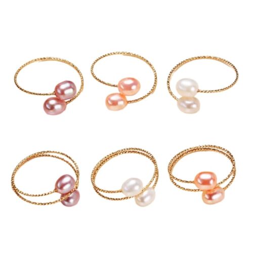 Stylish Baroque Pearls Rings Adjustable Rings Single/Double Finger Rings - Picture 1 of 10