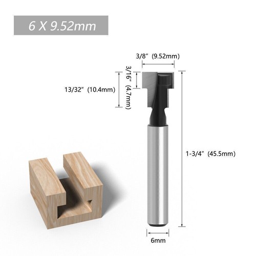 6mm 1/4" Shank Keyhole T-Slot Router Bit Set T-Slot Bolt Dia: 5/16" 3/8" 1/2" - Picture 12 of 18