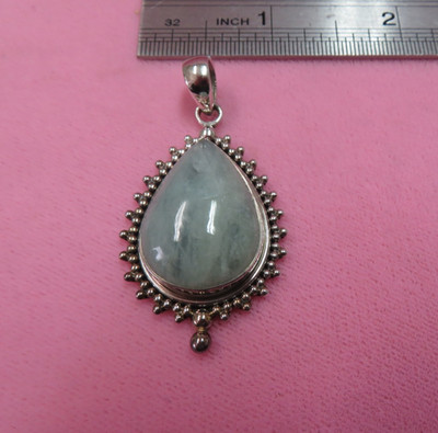 Vintage DP 925 Sterling Silver Gray Gemstone  Pendant 11.87 Grams
