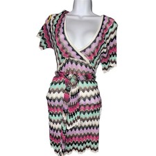 Guess Vintage Y2K Zig Zag Metallic Knit Mini Dress – Size XS