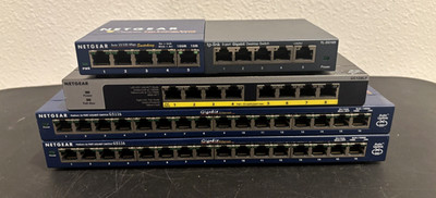 NetGear / TP-Link Lot of 5 Assorted External Switch Fast Ethernet 50 Ports Total