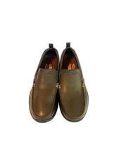 NEW Skechers Harper Forde Relaxed Fit Brown Leather Slip On Shoes Men Size 9.5
