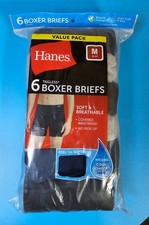 Hanes Mens 6 PACK Underwear Boxer Briefs Wicking- Cool, Blue/Gray/Black Size M