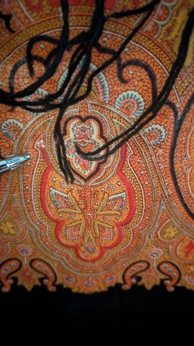 Vintage Antique Wool Paisley Shawl Scarf 43 x 45 " TLC Lot # 6 - Picture 8 of 11
