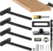 4 Pack 8 Inch Heavy Duty Invisible Floating Shelf Brackets with Jig