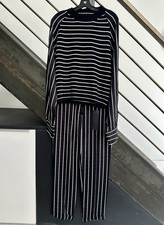 Haider Ackermann black + white striped sweater+trouser set sz M/38
