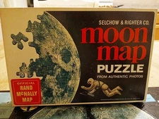 Vtg Selchow & Righter MOON MAP 100 Piece Puzzle = An Official Rand McNally Map!