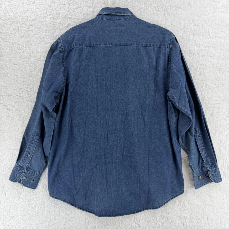 Camisa vaquera Palms Las Vegas para hombre mediana azul con botones manga larga jerzees Foto 2 de 4