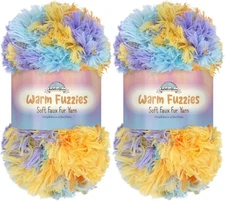 JubileeYarn Warm Fuzzies Soft Faux Fur Yarn - 2 Skeins, 16 Caribbean Beach 