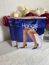 Hanes Too Day Sheer control top reinforced toe pantyhose size EF, Set Of 2