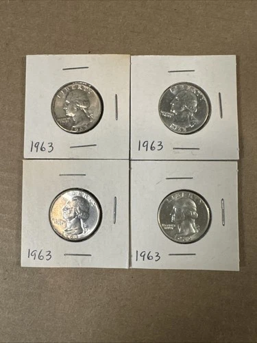 Lot of 4 1963 P Washington Silver Quarters Amazing Lot #16 BU 🔥🌟