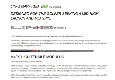 Arbre Golf Cobra UST Mamiya LIN-Q M40X Red 5F2 Wood Shaft A Flex Mid High Launch 534940