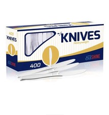 400 pack Extra Heavyweight Disposable White Plastic Knives-Heavy Duty White C...