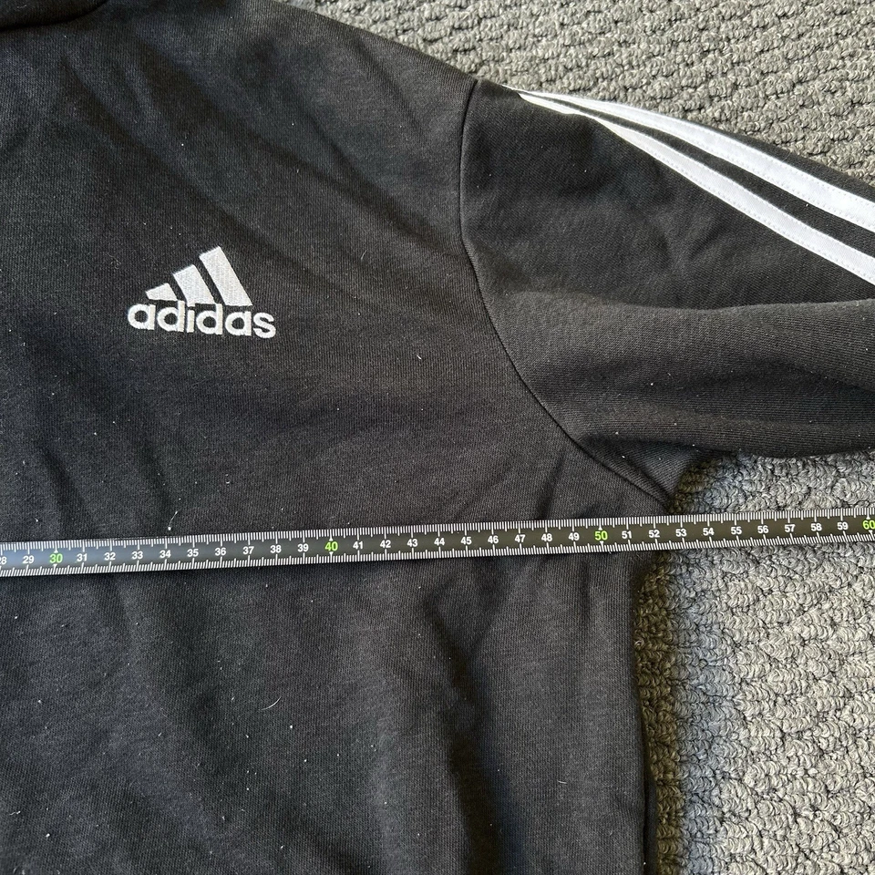 Adidas Men’s Essentials Hoodie Size M Black White Long sleeve Pullover GK9062 - image 3 of 4