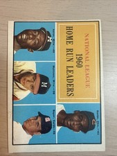 1961 Topps - League Leaders Hank Aaron, Ernie Banks, Eddie Mathews #43