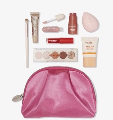 Ulta Beauty 9-Piece Deluxe Sample Makeup Set w/ Pink Cosmetic Bag   New