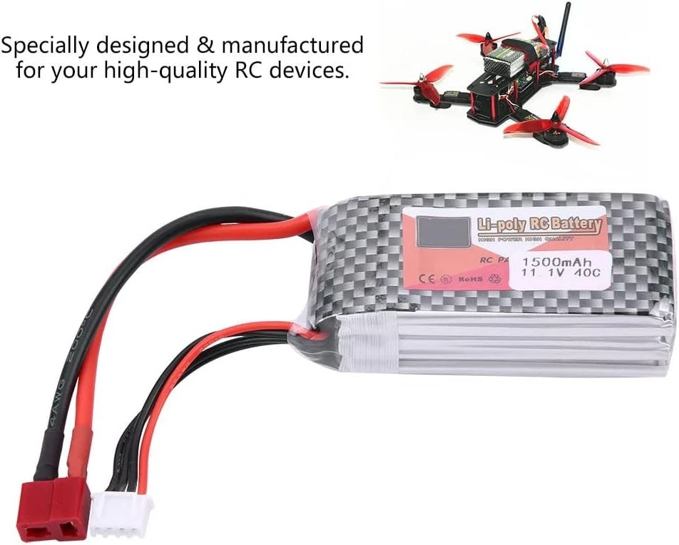 3S 11,1V 1500mAh Aufladbare LiPo-Batterie 40C mit T-Stecker für RC-Auto Flugzeug - Bild 3 von 4