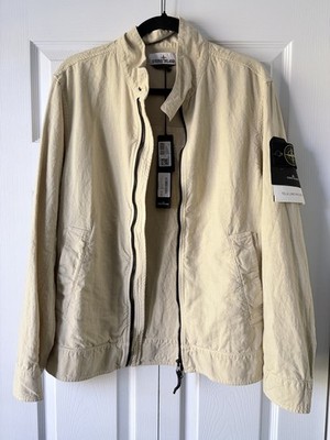 Stone Island Funnel Neck Jacket Natural Beige Size S Linen