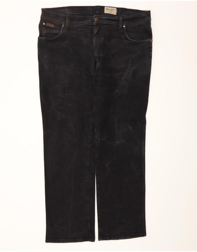 WRANGLER Mens Texas Straight Jeans W38 L30 Black Cotton DC61