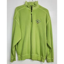 Tommy Bahama relax large half zip knit pullover sweater green embroidered logo
