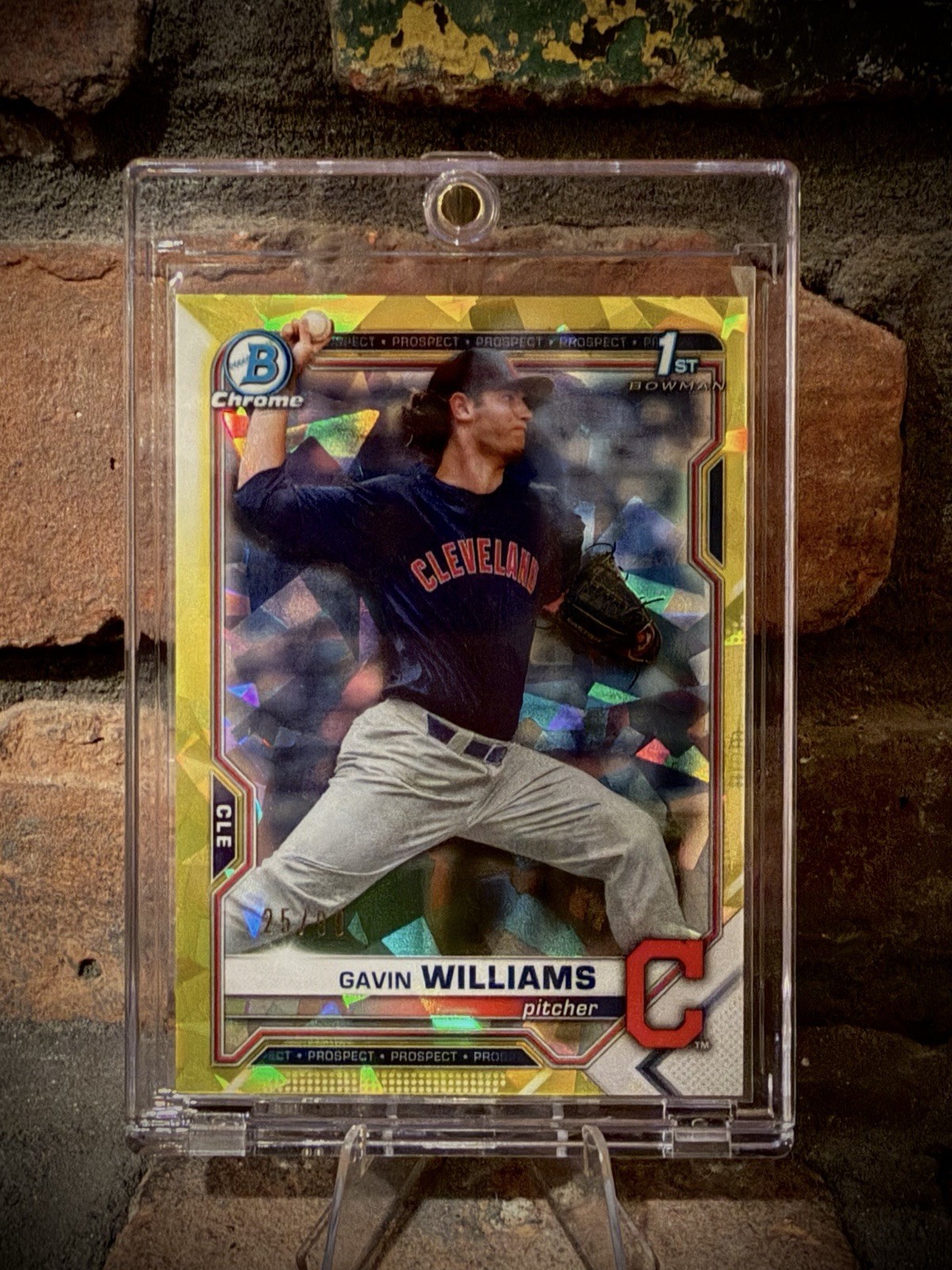 2021 Bowman Draft Sapphire GAVIN WILLIAMS Yellow Refractor #'d/99 BDC-93 Indians