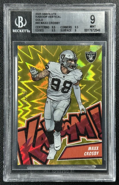 MAXX CROSBY BGS 9 2023 PANINI ABSOLUTE #K40 GOLD KABOOM! VERTICAL SSP MINT 8/10
