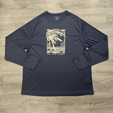 Panama Jack Shirt Mens XXL Navy Blue Cream Graphic Print Palm Tree Long Sleeve
