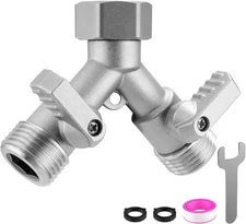 Garden Hose Splitter 2 Way Heavy Duty, 304 Lead-Free 304 Stainless Steel 