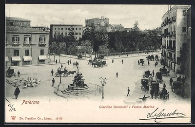 Ansichtskarte Palermo, Giardino Garibaldi e Piazza Marina 1902 