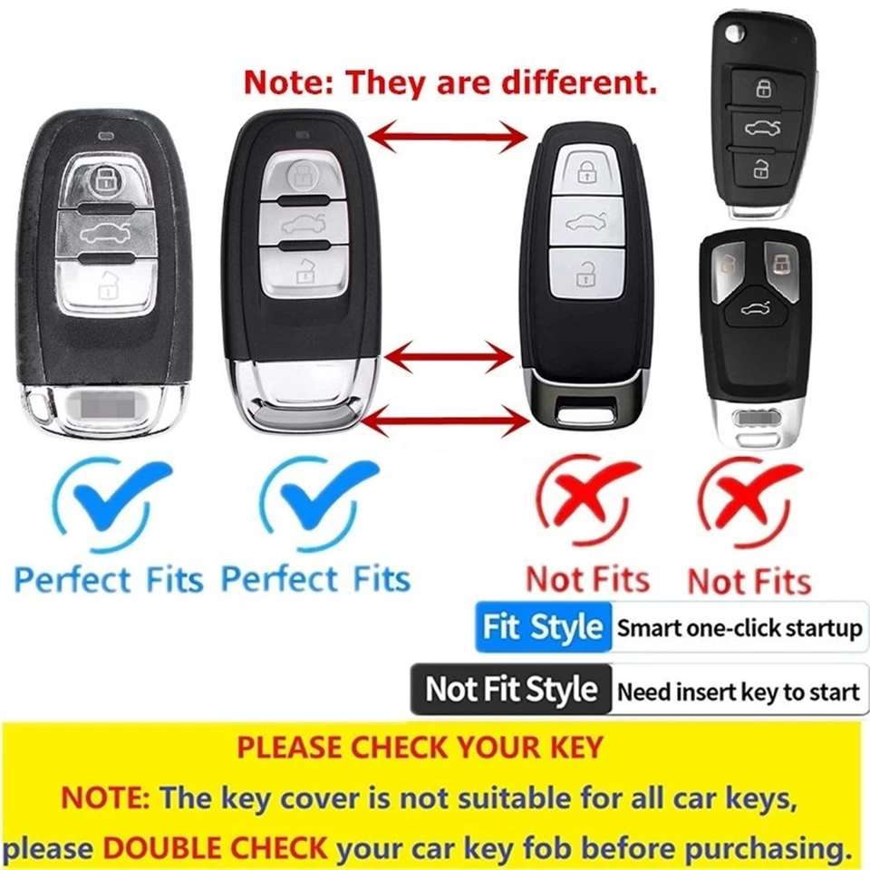 Fibre de Carbone Porte-clés Couverture de Clé de Voiture pour Audi A4 A4L A5 ... - Photo 2/4