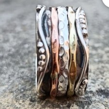 pretty 925 Sterling Silver Spinner Ring Handmade Jewelry Gift For christmasA-526