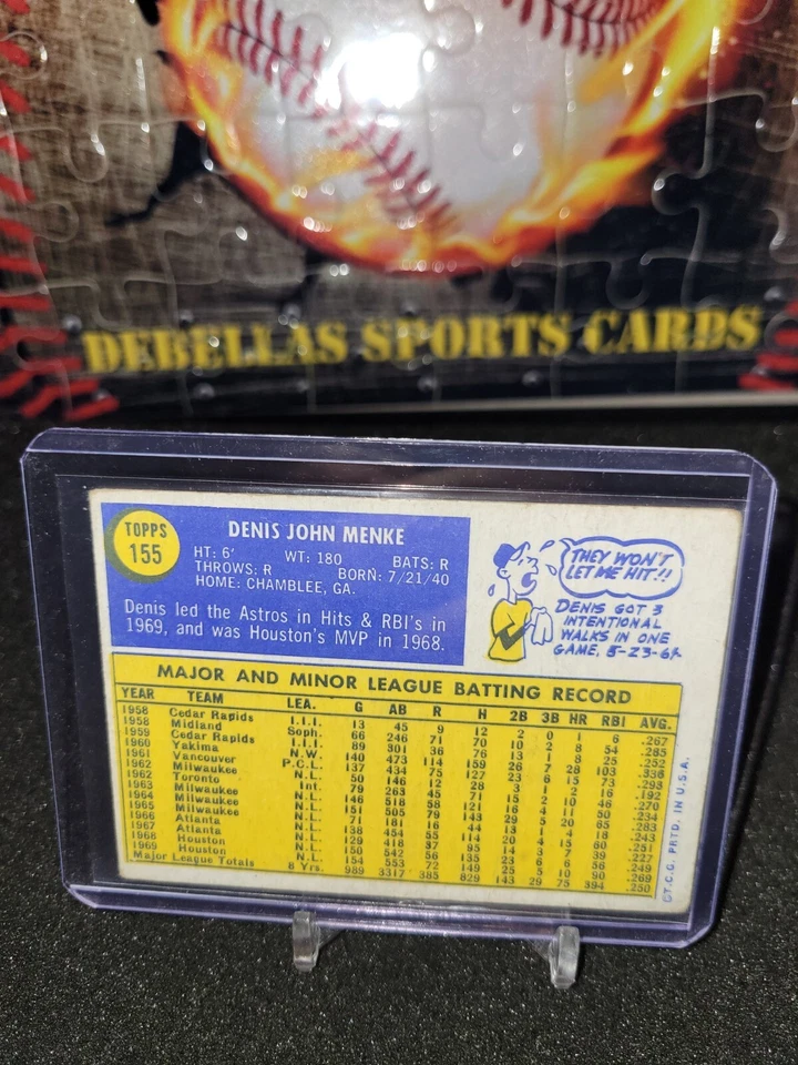 1970 TOPPS DENIS MENKE IN PERSON AUTO - Image 2 of 2