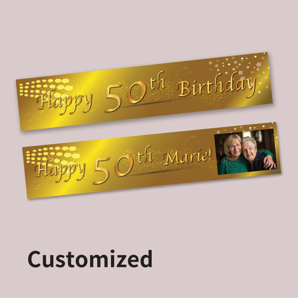 50th Birthday Anniversary Decoration Wedding Personalised Canvas Party Banner - image 2 of 4
