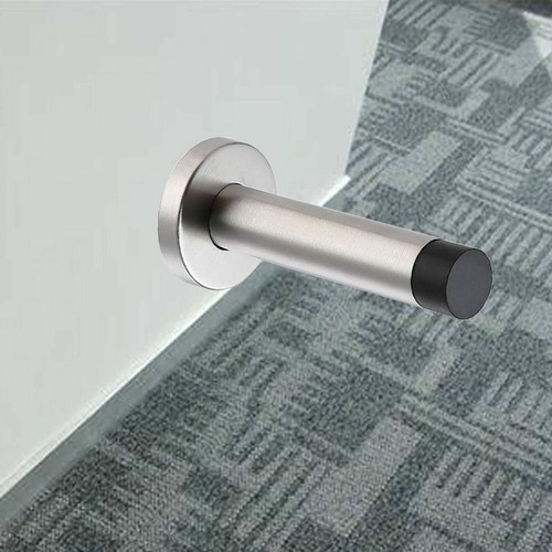 FERMAPORTA FERMAPORTA A PARETE ACCIAIO INOX SATINATO GOMMA CROMATA FERMI UK - Foto 4 di 5